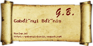 Gabányi Bónis névjegykártya